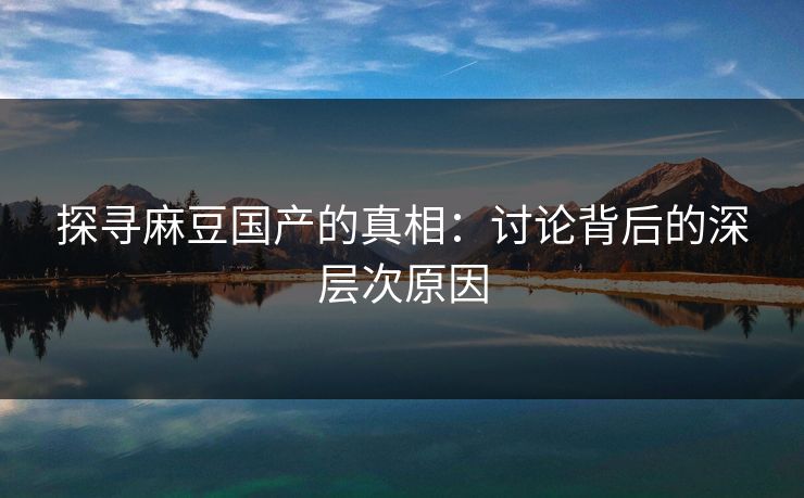 探寻麻豆国产的真相：讨论背后的深层次原因  第1张