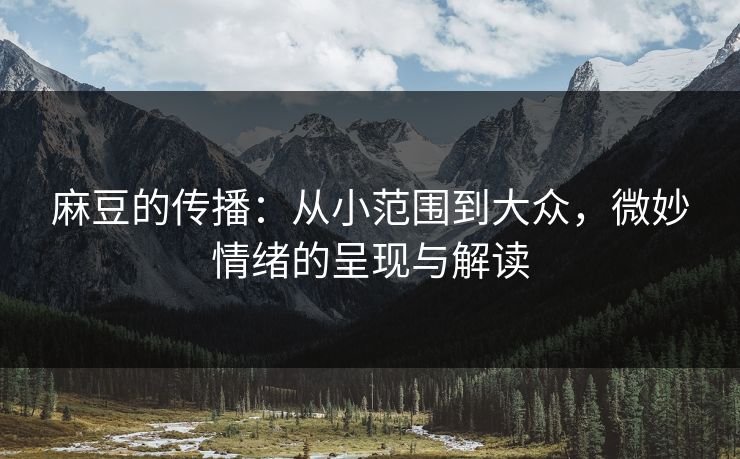 麻豆的传播：从小范围到大众，微妙情绪的呈现与解读  第1张