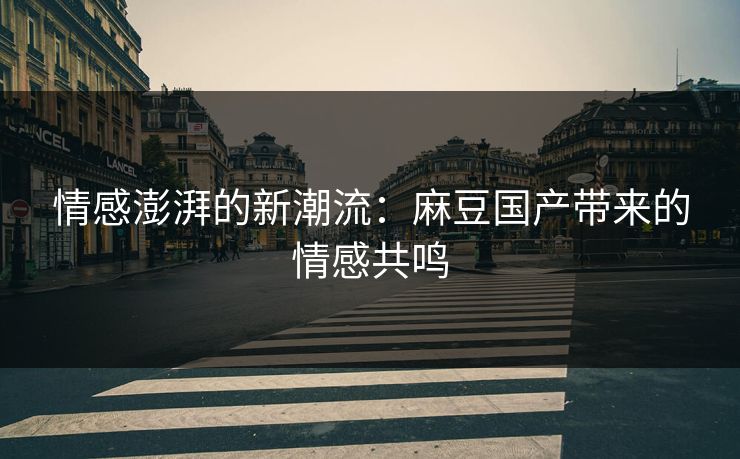 情感澎湃的新潮流：麻豆国产带来的情感共鸣  第1张