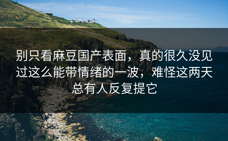 别只看麻豆国产表面，真的很久没见过这么能带情绪的一波，难怪这两天总有人反复提它  第1张