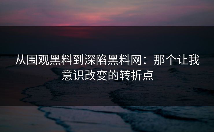 从围观黑料到深陷黑料网：那个让我意识改变的转折点  第1张