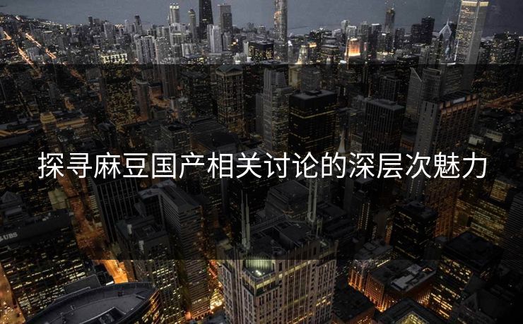 探寻麻豆国产相关讨论的深层次魅力  第1张