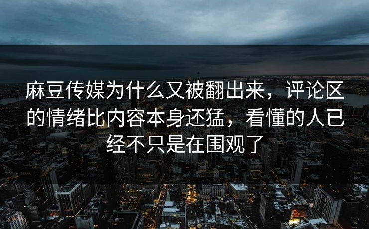 麻豆传媒为什么又被翻出来，评论区的情绪比内容本身还猛，看懂的人已经不只是在围观了  第1张
