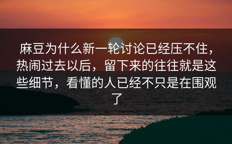 麻豆为什么新一轮讨论已经压不住，热闹过去以后，留下来的往往就是这些细节，看懂的人已经不只是在围观了  第1张