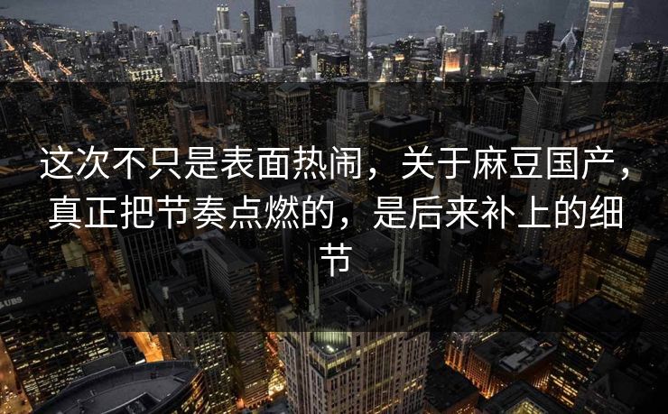 这次不只是表面热闹，关于麻豆国产，真正把节奏点燃的，是后来补上的细节  第1张