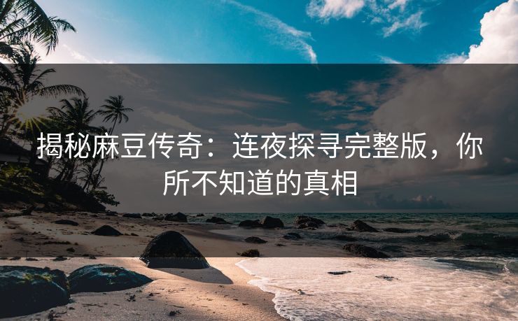 揭秘麻豆传奇：连夜探寻完整版，你所不知道的真相  第1张