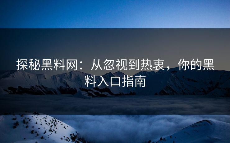 探秘黑料网：从忽视到热衷，你的黑料入口指南  第1张