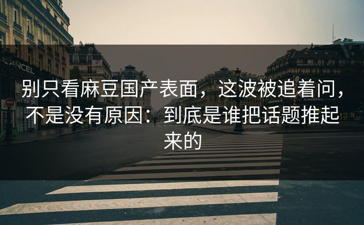 别只看麻豆国产表面，这波被追着问，不是没有原因：到底是谁把话题推起来的
